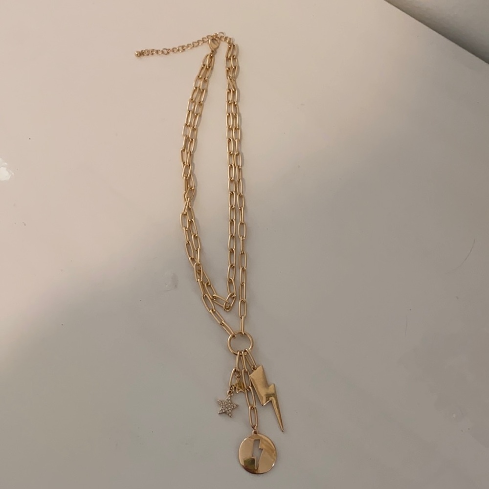 double layered chain necklace with charms